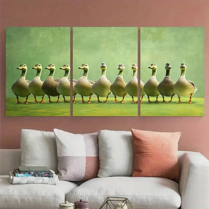 3pcs Silly Goose Funny illustration Wall Art Set Canvas Framed 60x90cm - High Quality Print 100% Australian Made Wall Canvas Ready to Hang