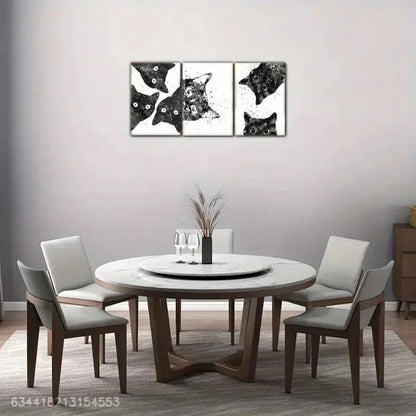 3pcs Cute Animal Black and White Decoration Metal Print Ready to Hang Art
