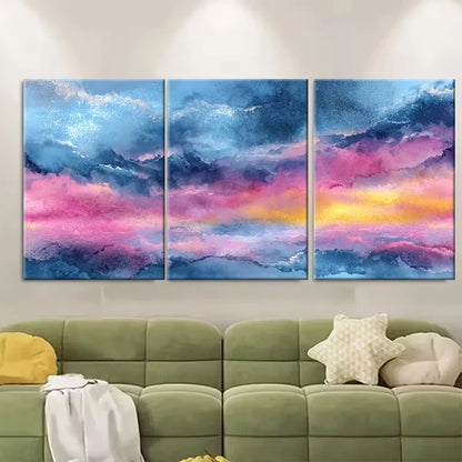 3pcs Minimalist Sun Painting Abstract Watercolor Metal Print Ready to Hang Art