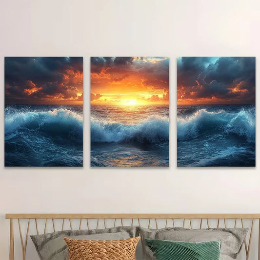 3pcs Vibrant Eurasian Eagle Owl  Wall Art Set Canvas Framed 60x90cm - High Quality Print 100% Australian Made Wall Canvas Ready to Hang