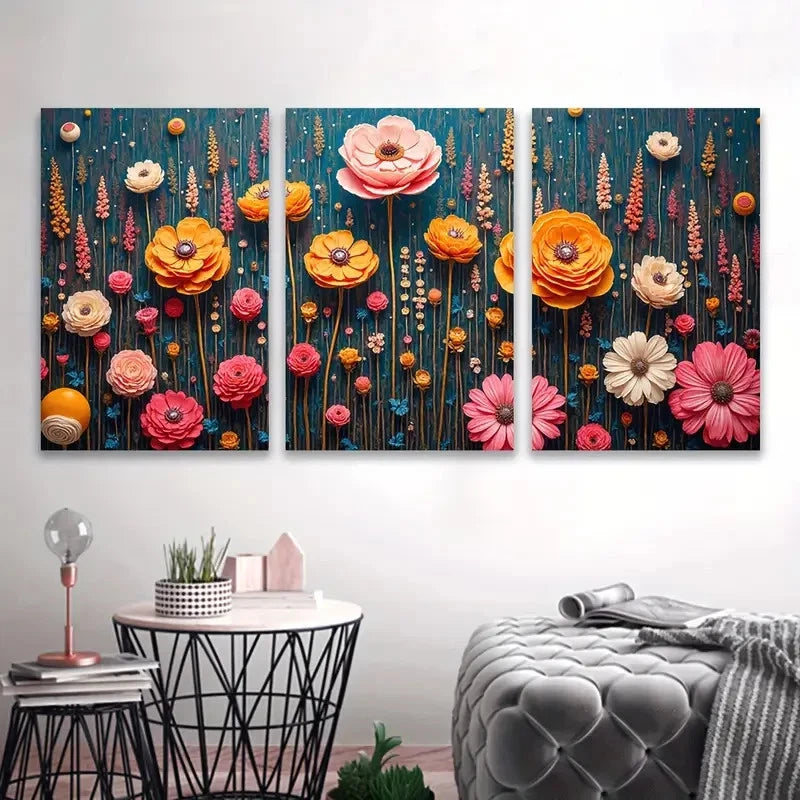 3pcs Rich And Colorful Art Wall Art Set Canvas Framed 60x90cm - High Quality Print 100% Australian Made Wall Canvas Ready to Hang