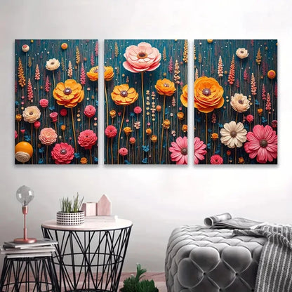 3pcs Rich And Colorful Art Wall Art Set Canvas Framed 60x90cm - High Quality Print 100% Australian Made Wall Canvas Ready to Hang