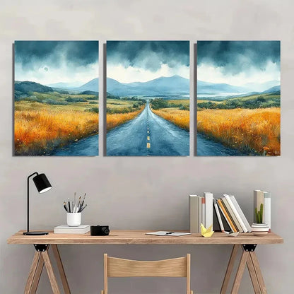 3pcs Ring of Kerry Watercolor Road Landscape Scene Metal Print Ready to Hang Art