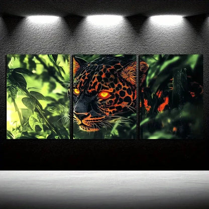 3pcs Black Panther Tropical Rainforest Jungle Metal Print Ready to Hang Art