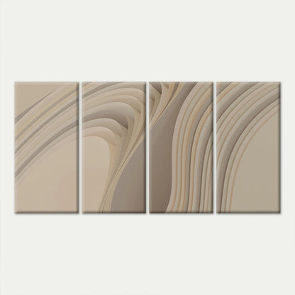 4pcs Modern Neutral Abstract Layered Waves Wall Art Canvas Framed 45x80cm - High Quality Print 100% Australian Made Wall Canvas Ready to Hang