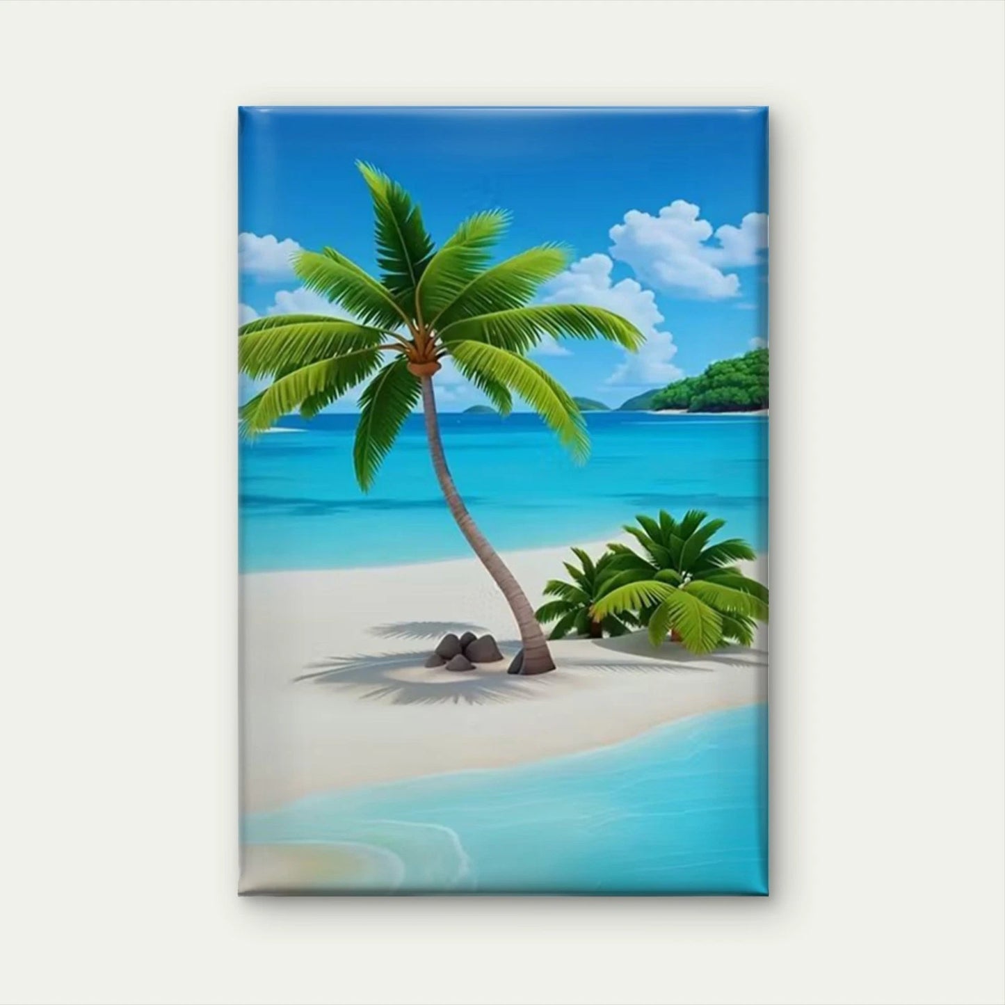 Palm Tree, Ocean & Sandy Shore 60x90cm Metal Print Ready to Hang