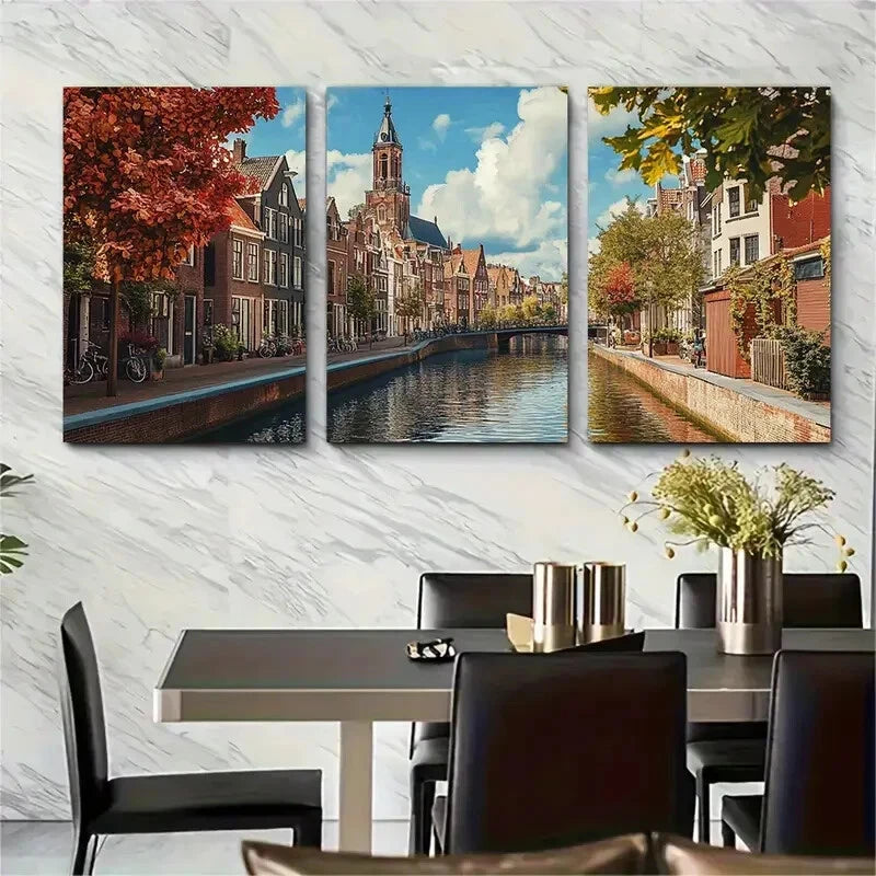 3pcs Netherlands Haarlem European Destinations Metal Print Ready to Hang Art