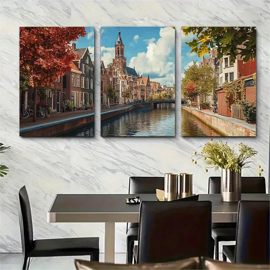 3pcs Netherlands Haarlem European Destinations Metal Print Ready to Hang Art