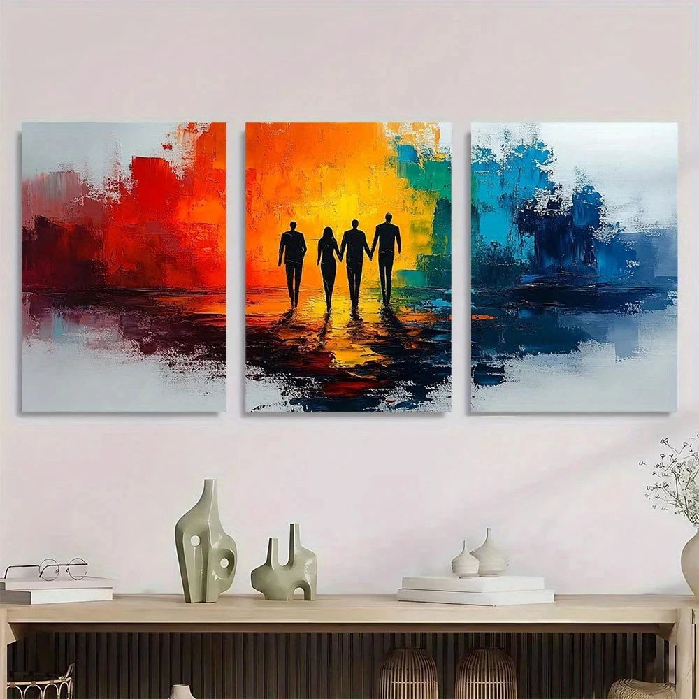 3pcs Abstract Human Figures Modern Abstract Metal Print Ready to Hang Art