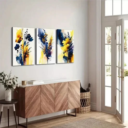 3pcs Abstract Flower Art Canvas Framed 60x90cm - High Quality Print 100% Australian Made Wall Canvas Ready to Hang