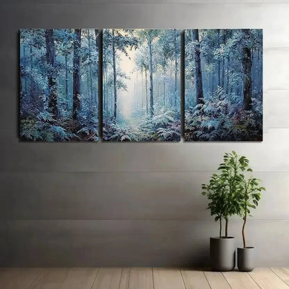 3pcs Vintage Style Abstract Forest Scene Metal Print Ready to Hang Art