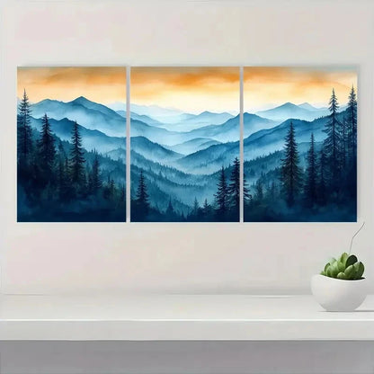 3pcs Appalachian Mountains Sunset Landscape Metal Print Ready to Hang Art