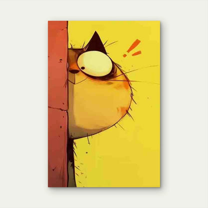Peeking Cat Illustration Metal Print Ready to Hang