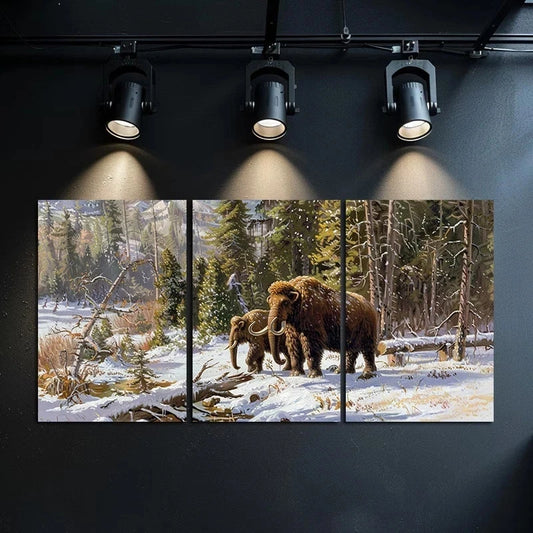 3pcs Rustic Wildlife Scenery Prehistoric Life Metal Print Ready to Hang Art