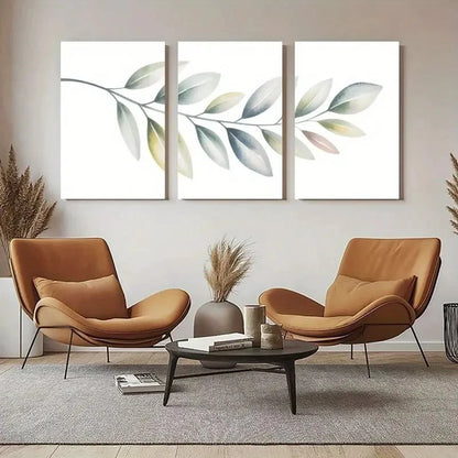 3pcs Eucalyptus Leaves Botanical Painting Metal Print Ready to Hang Art