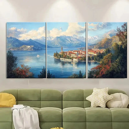 3pcs Italy & Switzerland Landscape Lake Maggiore Metal Print Ready to Hang Art