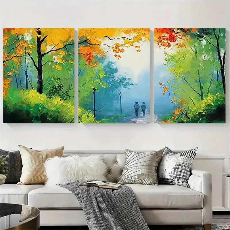 3pcs Serene Autumn Forest Nature Metal Print Ready to Hang Art