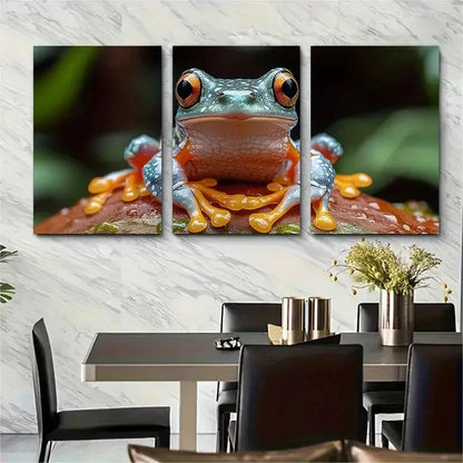 3pcs Tree Frog Art of Animals T Wall Art Set Canvas Framed 40x60cm - High Quality Print 100% Australian Made Wall Canvas Ready to Hang