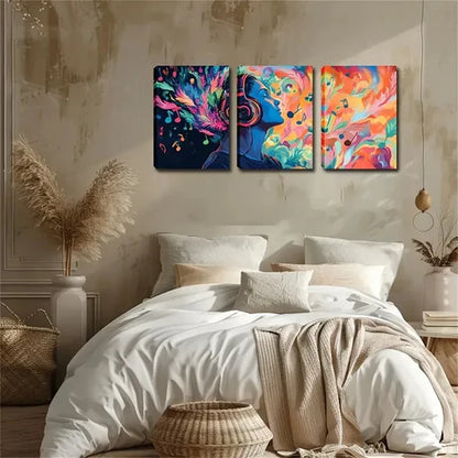 3pcs Warm Orange-Pink Notes Wall Art Set Canvas Unframed - High Quality Print 100% Australian Made Wall Canvas