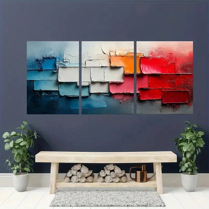 3pcs Original Colorful Abstract Painting Metal Print Ready to Hang Art