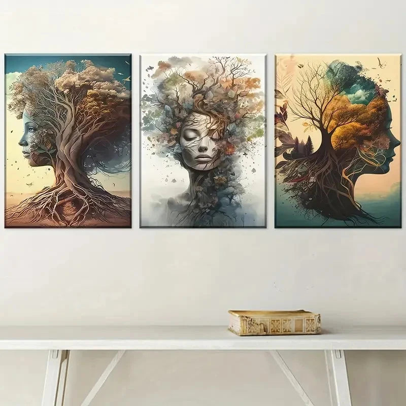 3pcs Abstract Nature-Inspired Design Metal Print Ready to Hang Art