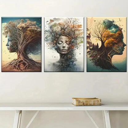 3pcs Abstract Nature-Inspired Design Metal Print Ready to Hang Art