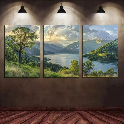 3pcs Beautiful Sunrise At The Horizon of Snow Mountain Canvas Framed 40x60cm - High Quality Print 100% Australian Made Wall Canvas Ready to Hang