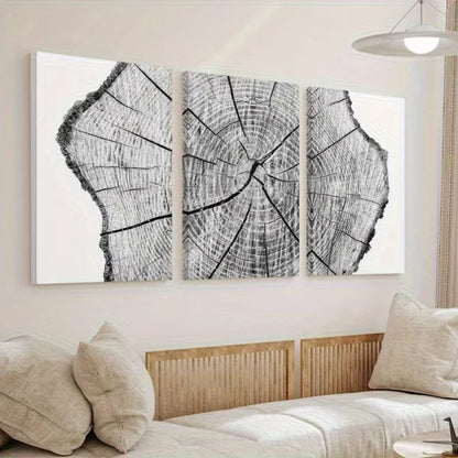 3pcs Minimalist Abstract Tree Ring Wall Art Set Canvas Framed 50x70cm - High Quality Print 100% Australian Made Wall Canvas Ready to Hang