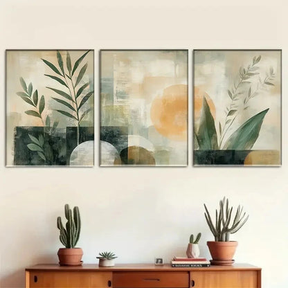 3pcs Abstract Nature Aesthetic Greenery Painting Metal Print Ready to Hang Art