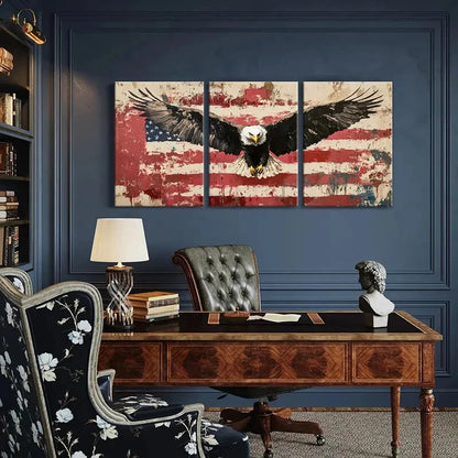 3pcs American Flag Eagle Art Poster Metal Print Ready to Hang Art