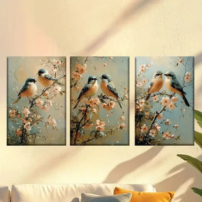 3pcs Charming birds and flowers Wall Art Canvas Unframed - High Quality Print 100% Australian Made Wall Canvas