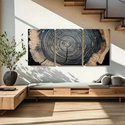 3pcs Tree Rings Annual Ring Natural Landscape Metal Print Ready to Hang Art
