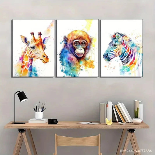 3pcs Neutral Jungle Art Modern Art Style Metal Print Ready to Hang Art