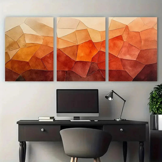 3pcs Abstract Terracotta Watercolor Minimalist Wall Art Set Canvas Framed 50x70cm - High Quality Print 100% Australian Made Wall Canvas Ready to Hang