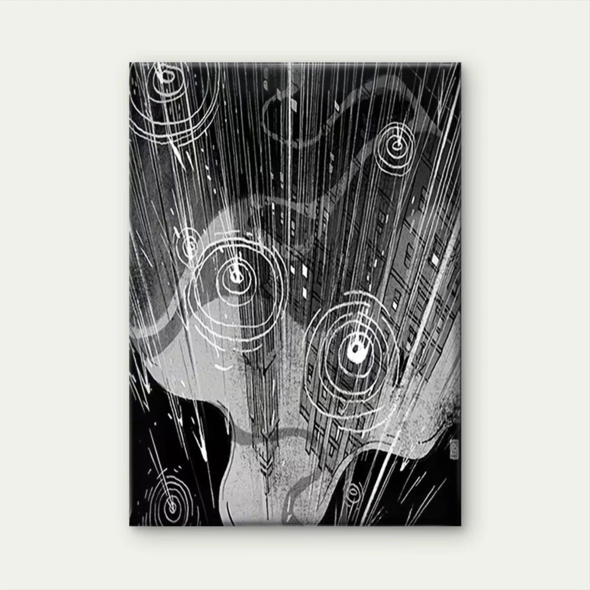 Raindrops on the City Window 60x90cm Metal Print Ready to Hang
