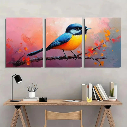 3pcs Bird Semi Abstract Lovers Perfect Wall Art Set Canvas Framed 40x60cm - High Quality Print 100% Australian Made Wall Canvas Ready to Hang