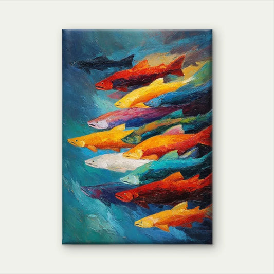 Vibrant School of Fish 60x90cm Metal Print Ready to Hang
