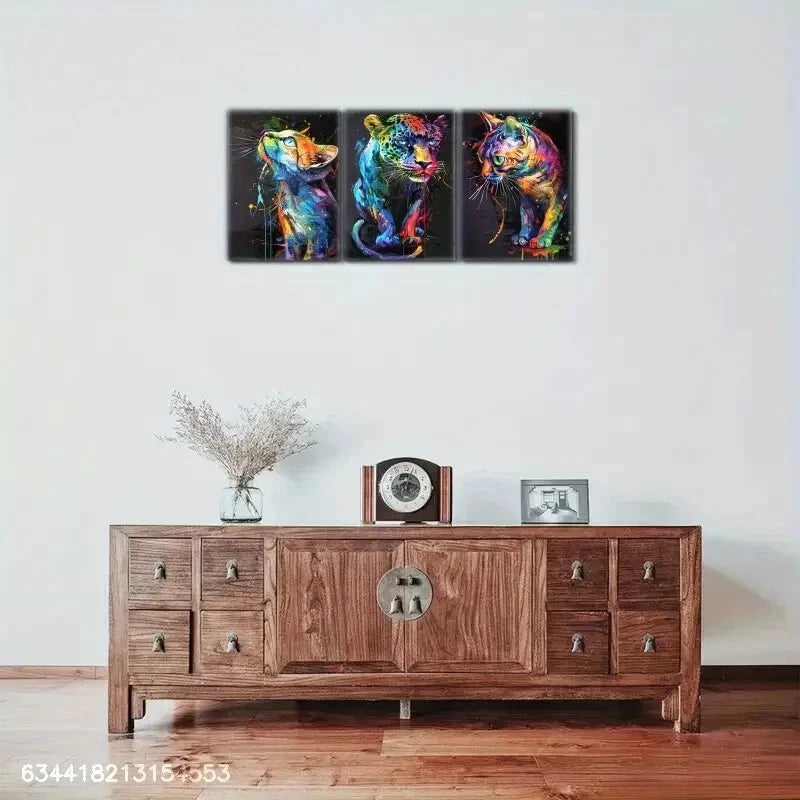 3pcs Elegant Colorful Animal Decoration Metal Print Ready to Hang Art