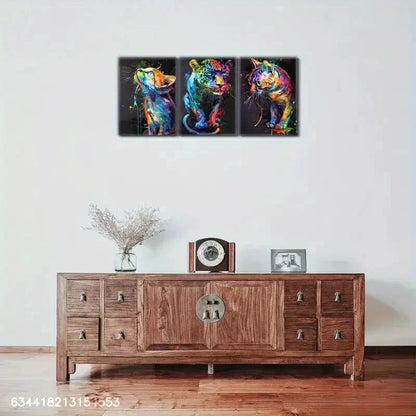 3pcs Elegant Colorful Animal Decoration Metal Print Ready to Hang Art