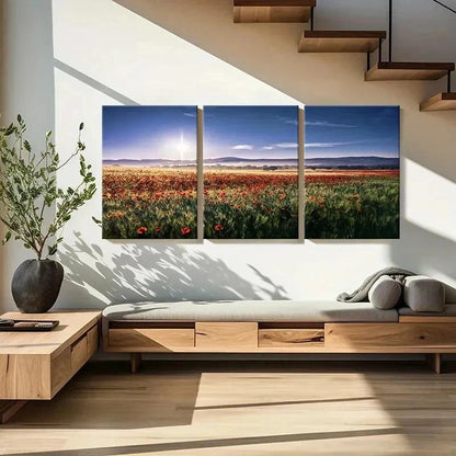 3pcs Sea Of Flowers Flower Garden Scenery Wall Art Set Canvas Framed 40x60cm - High Quality Print 100% Australian Made Wall Canvas Ready to Hang