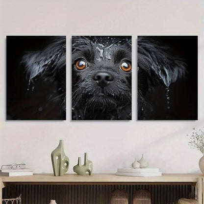 3pcs Sky Terrier Adorable Black & White Dog Metal Print Ready to Hang Art