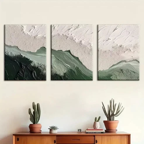 3pcs Ocean Aerial Abstract Oil Painting Canvas Framed 60x90cm - High Quality Print 100% Australian Made Wall Canvas Ready to Hang