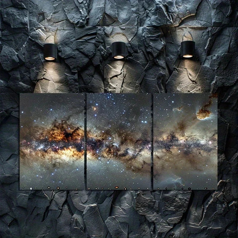 3pcs Panoramic Milky Way Galaxy Space Metal Print Ready to Hang Art