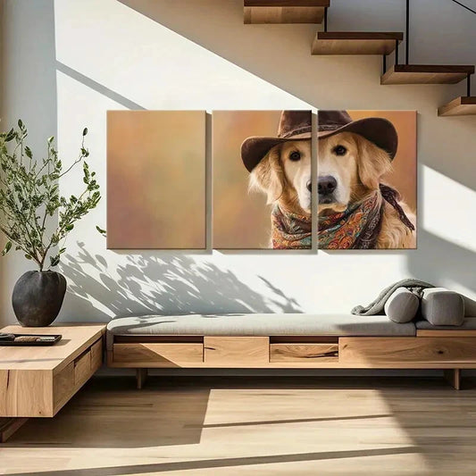 3pcs Cowboy Dog Western Farmhouse Style Autumn Metal Print Ready to Hang Art