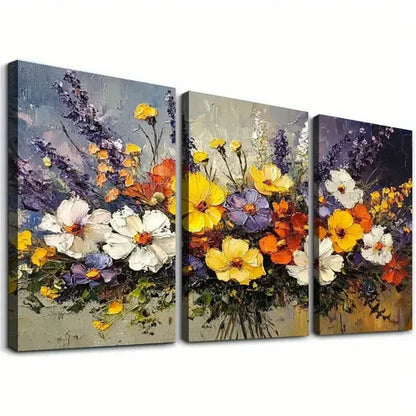 3pcs Decorative Rustic Daisy & Wildflower Canvas Unframed - High Quality Print 100% Australian Made Wall Canvas