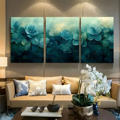 3pcs Floral Abstract Plants Green Tone Design Metal Print Ready to Hang Art