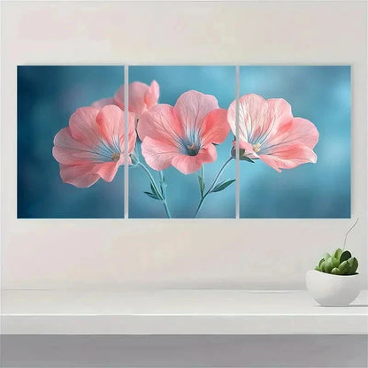 3pcs Pink Sweet Pea Flower Nature Perfect Wall Art Set Canvas Framed 40x60cm - High Quality Print 100% Australian Made Wall Canvas Ready to Hang