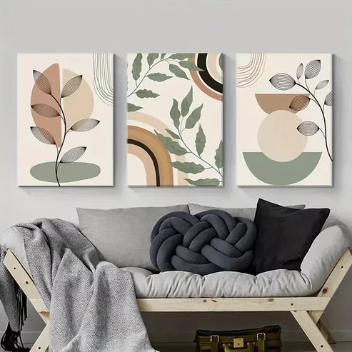 3pcs Abstract Sage Green  Art with Golden Wall Art Set Canvas Unframed - High Quality Print 100% Australian Made Wall Canvas