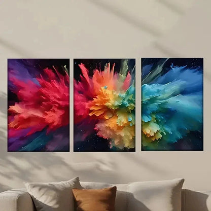 3pcs Colorful Explosion of Paint Decoration Wall Art Set Canvas Framed 40x60cm - High Quality Print 100% Australian Made Wall Canvas Ready to Hang