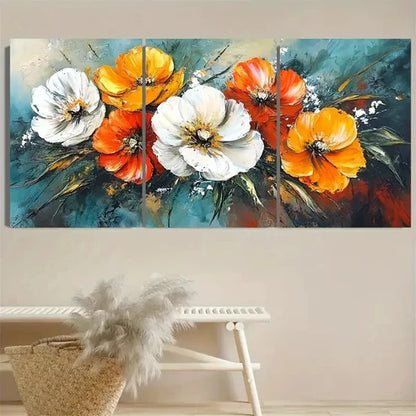 3pcs Colorful Poppy & Daisy DesignWall Art Set Canvas Unframed - High Quality Print 100% Australian Made Wall Canvas